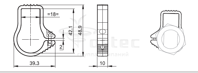 Монтажная скоба для переключателя серии AM для установки на пневмоцилиндр диаметром поршня 25 мм серий А52 и А55