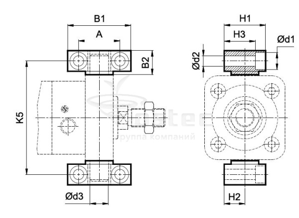 Кронштейн цапфы цилиндров диам. 40, 50