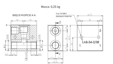 Плита для встраиваемых клапанов 3/4"-16UNF, G3/8"