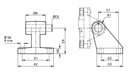 Опора угловая для цилиндров ISO15552 c диам. 200