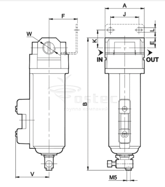 Фильтр, 1/2, 25мкм, металлическая колба, ручной слив, индикатором уровня 20бар
