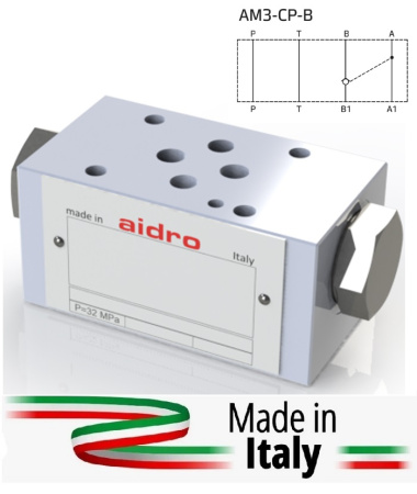 Обратный клапан с пилотным управлением (гидрозамок) модульного монтажа CETOP 3 (в кан. B)