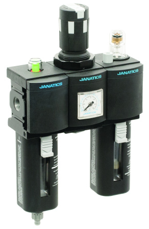 Блок подготовки воздуха, фильтр + регулятор + маслораспылитель, G1/2", 40 мкм, 8,5 бар, ручной слив, скоба для настенного монтажа F3