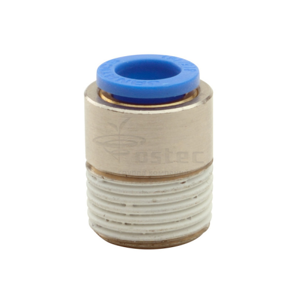 Пневматический прямой цанговый фитинг с внутренним шестигранником наружная резьба R1/8" наружный диаметр трубки 6 мм