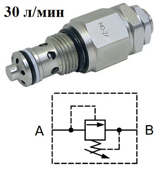 Предохранительный клапан прямого действия, картридж, 3/4”-16 UNF, 30л/мин, 20-130бар