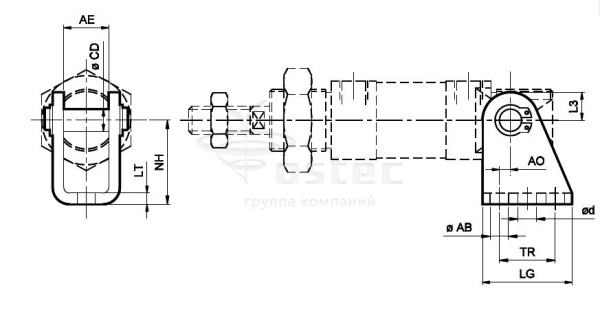 Опора угловая для цилиндров ISO6432 c диам. 12, 16
