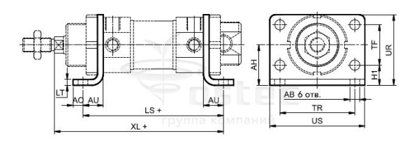 Две лапы для пневмоцилиндров A75040