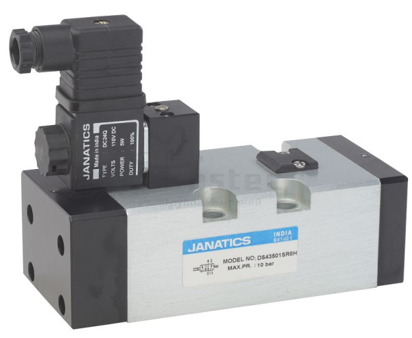 Пневмораспределитель ISO, размер 3, 5/2, пружинный возврат, 220 V AC